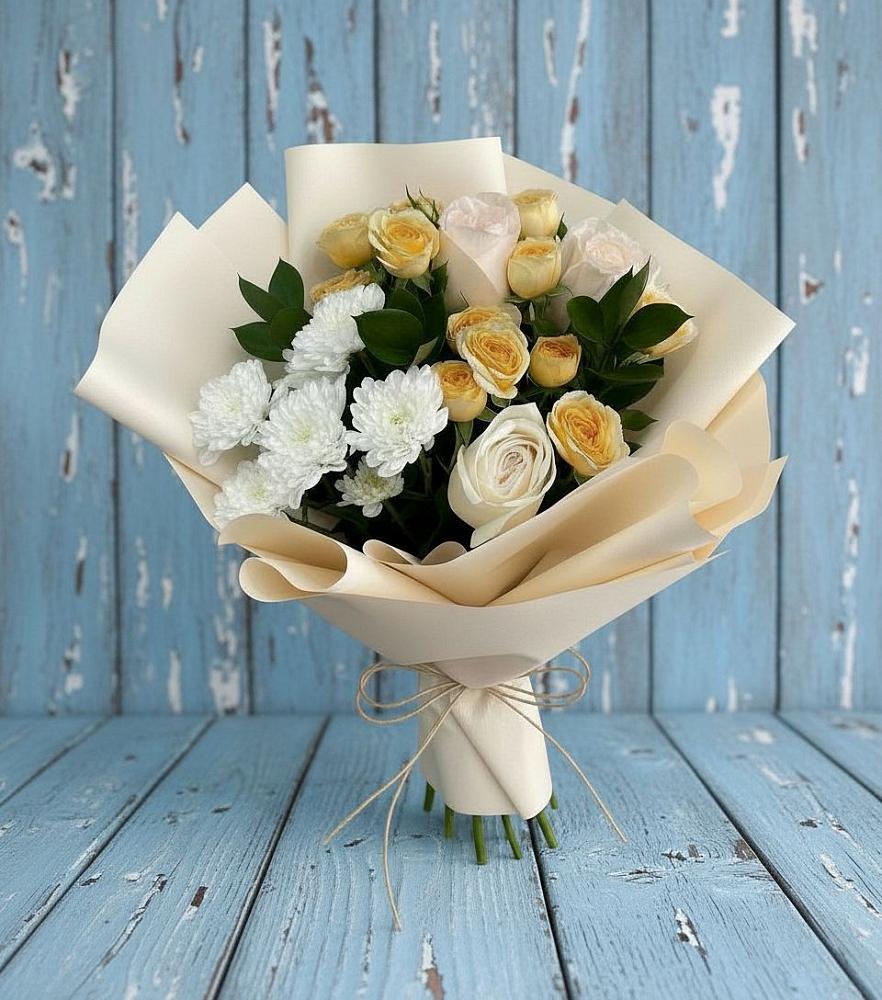 Букет цветов из: Розы и Хризантемы в Куженере