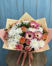 Букет цветов из:  Розы, Герберы и Хризантемы в Куженере