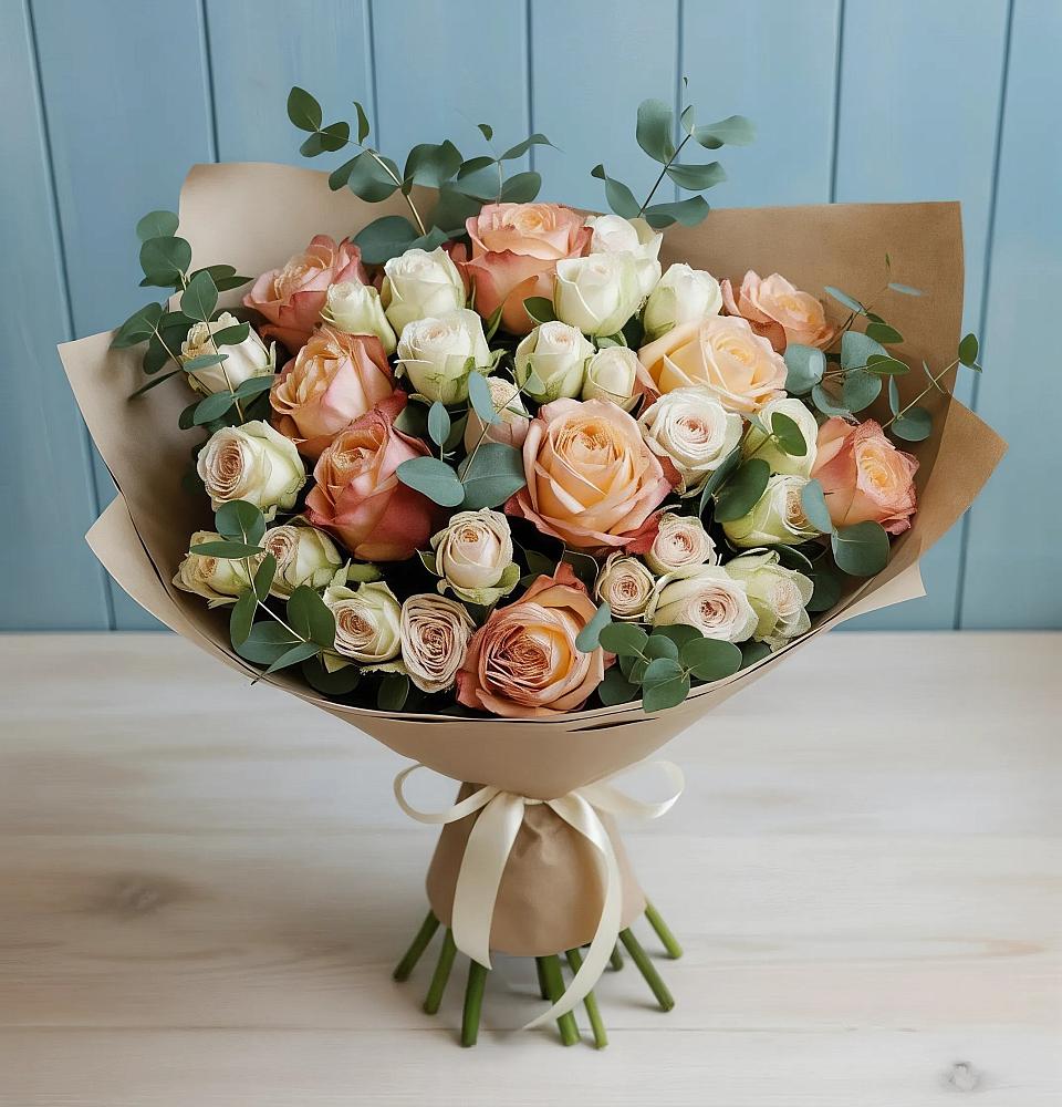 Букет цветов из: Альстромерии и Розы в Куженере