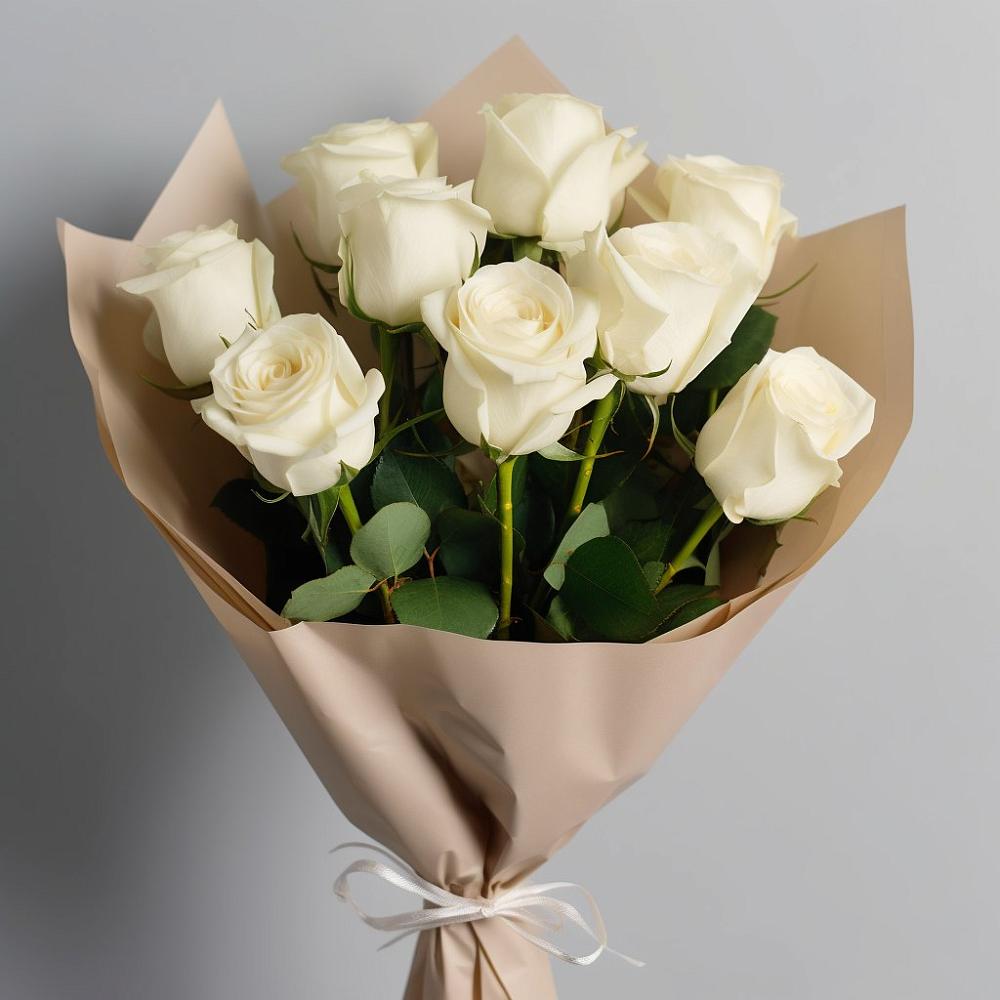 Букет 9 Белых роз Эдлесс Лав в Куженере