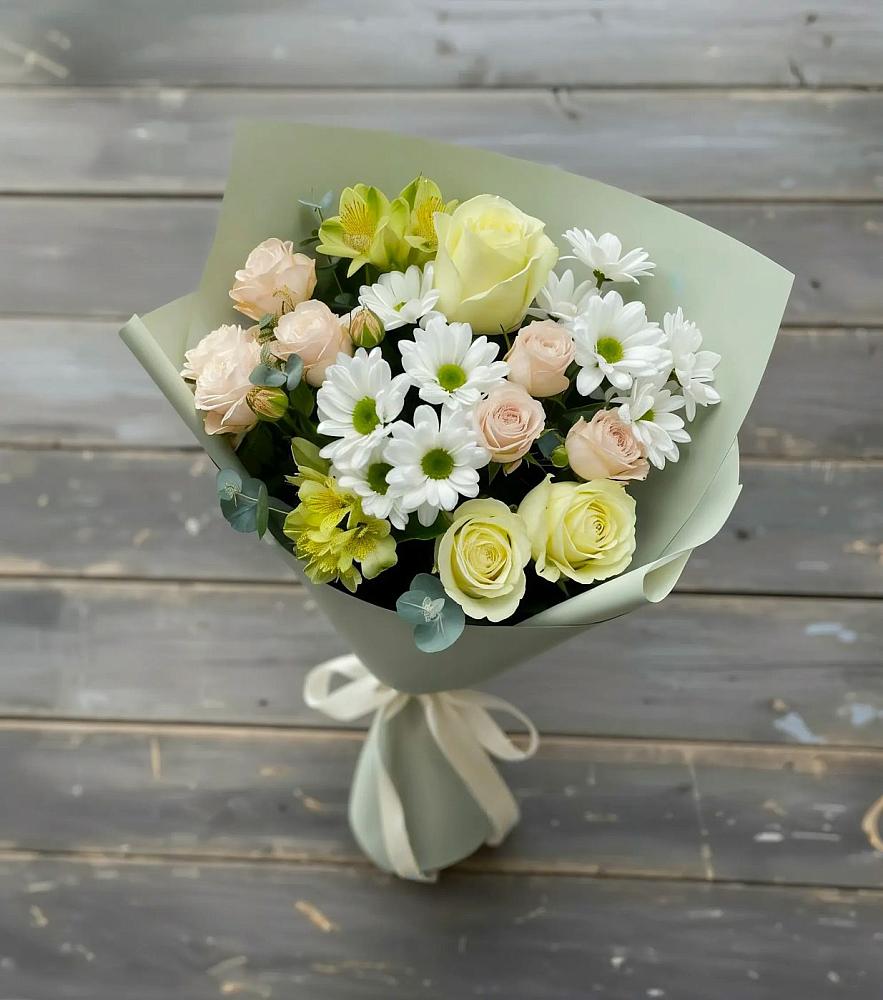 Букет цветов из: Альстромерии, Розы и Хризантемы в Куженере