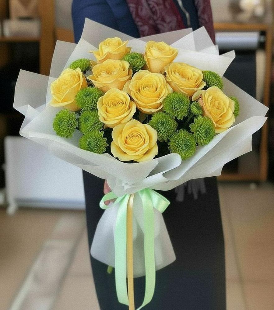 Букет цветов из: Хризантемы и Розы в Куженере