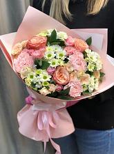 Букет нежные объятья в Куженере Букет цветов из: Гвоздики, Розы и Хризантемы в Куженере