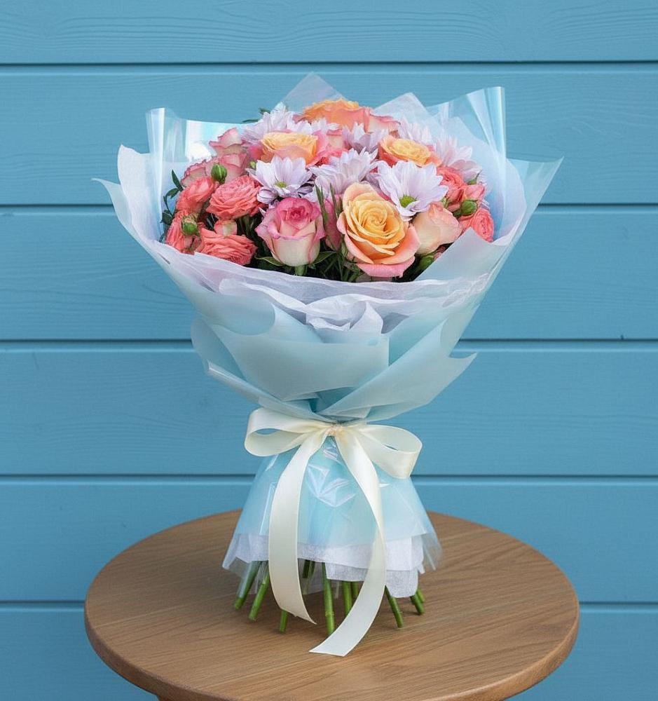 Букет цветов из: Хризантемы и Розы в Куженере