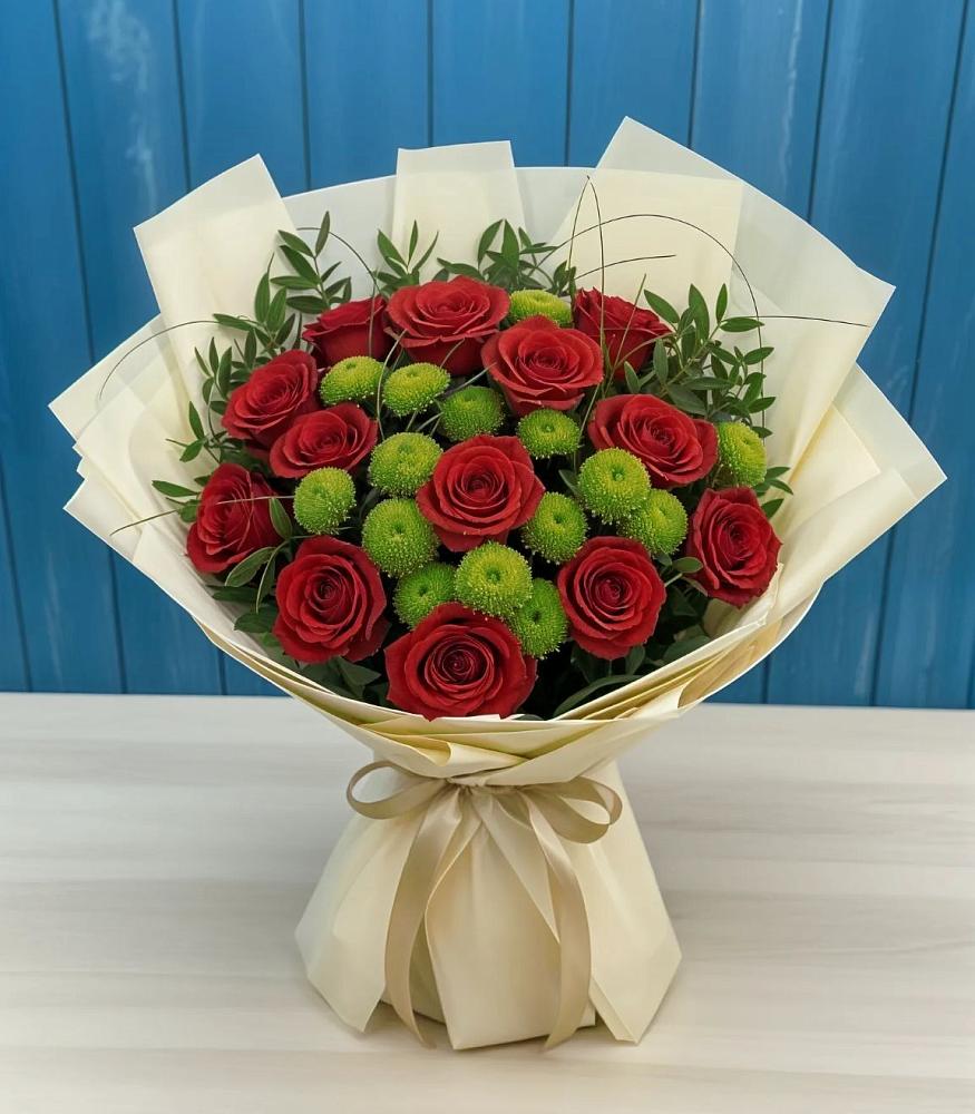 Букет цветов из: Розы и Хризантемы в Куженере