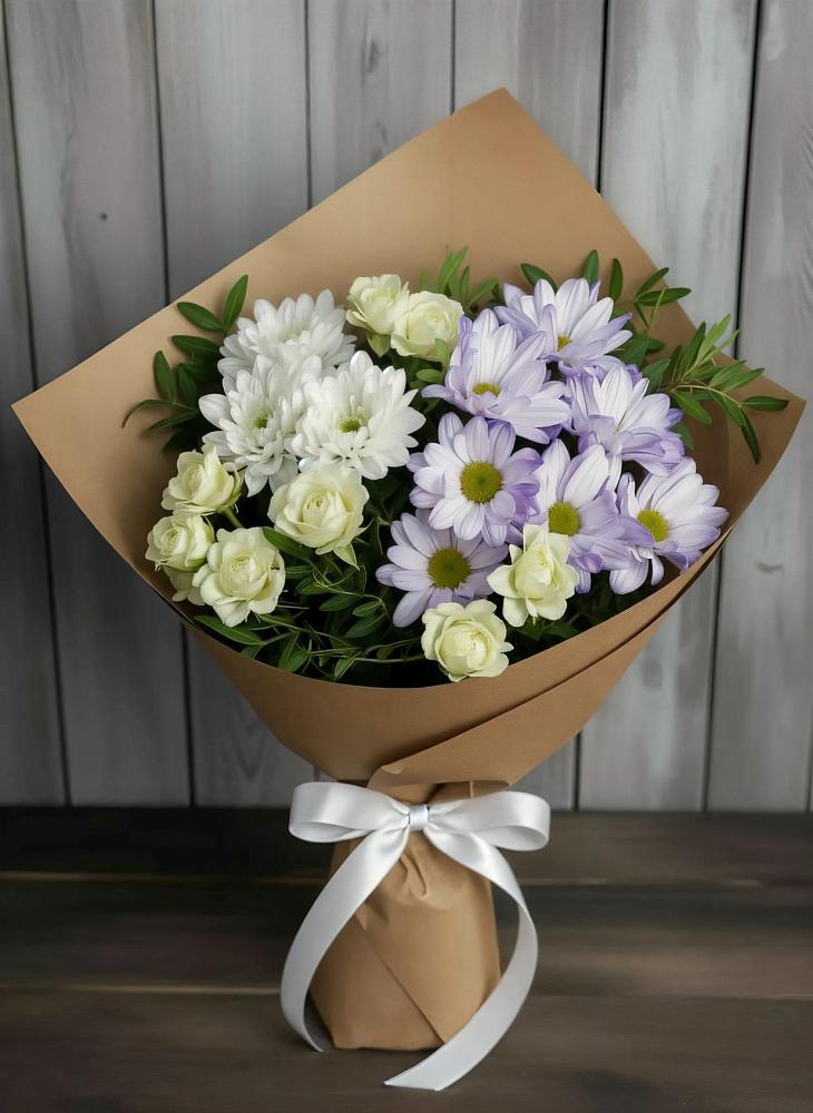 Букет цветов из: Хризантемы и Розы в Куженере